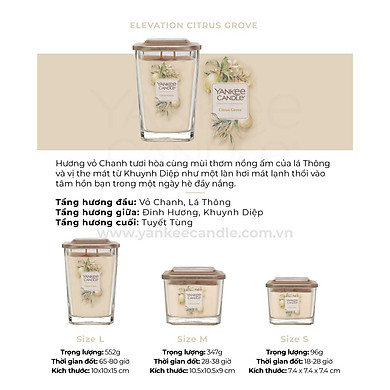 Nến Ly Vuông Elevation Yankee Candle- Citrus Grove - Size S - Link Mua
