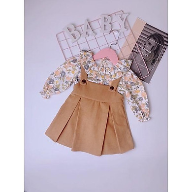 Váy yếm bé gái sét 2 chi tiết (̂́+ ́ ̛̀ ) LINA KIDS- yếm vàng bò áo hoa váy thu đông dài ta – OEM >>> top1shop >>> tiki.vn