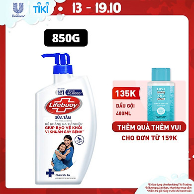 Sữa Tắm Lifebuoy 850g Chăm Sóc Da Dưỡng ẩm Mềm Mịn Giúp Bảo Vệ Khỏi 99.9% Vi Khuẩn Và Ngăn Ngừa Vi Khuẩn Lây Lan Trên Da