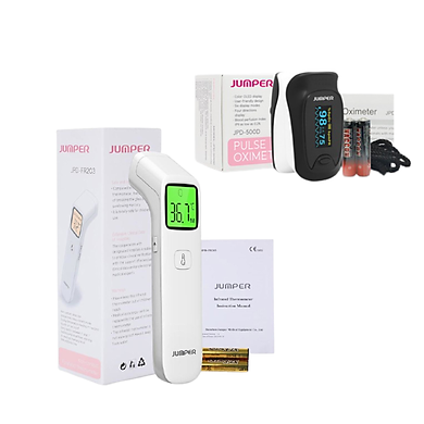 Combo Máy đo nồng độ oxy máu và nhịp tim, chỉ số PI Jumper SPO2 JPD-500D OLED và Nhiệt kế hồng ngoại không tiếp xúc Jumper FR203 (CHỨNG NHẬN FDA…