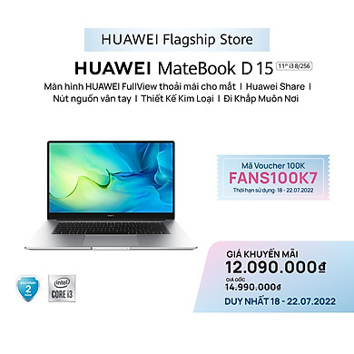 Máy Tính Xách Tay Laptop Huawei Matebook D15 (8GB/256GB) Share | Màn Hình HUAWEI Fullview | | HUAWEI Phím Nguồn Kết Hợp Bảo Mật Vân Tay | Hàng…