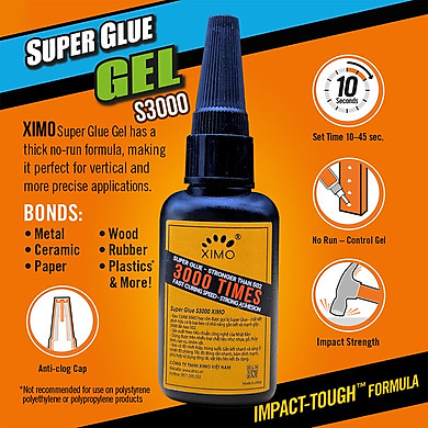 Keo Dán Đa Năng Super Glue Ximo S3000 Dán Vật Liệu Gỗ, Sắt, Gốm, Sành, Sứ, Sắt, Inbox An Toàn Da Tay - Link Mua