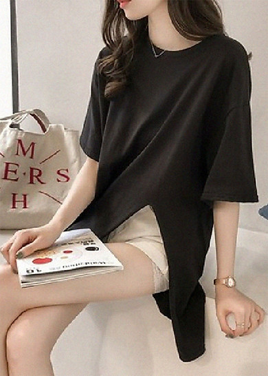 Áo Thun Nữ Xẻ Tà Tối Giản Thời Trang, Áo Phông Nữ Trơn Xẻ Tà | Tiki.vn