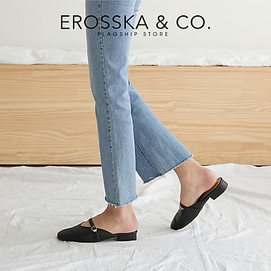 Erosska - Giày Sục Nữ Mũi Tròn Phối Dây Phong Cách Thanh Lịch El022 - Link Mua