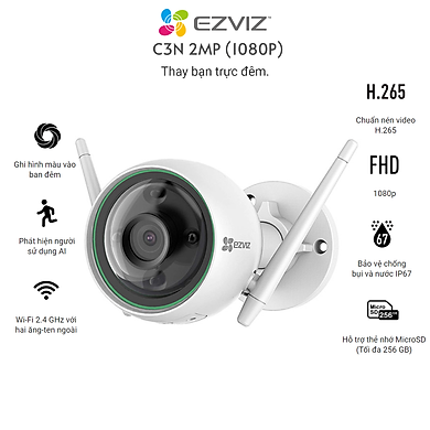 Camera IP EZVIZ CS-C3N ( A0-3H2WFRL / A0-3G2WFL1 ) 1080P Có Màu Ban Đêm – Hàng Chính Hãng