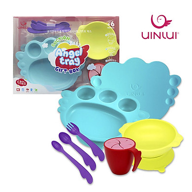 Set đồ khay bát ăn dặm 10 món – Dụng cụ ăn dặm cho bé Uinlui ăn toàn làm từ dừa