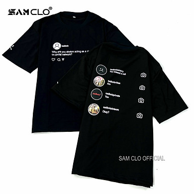 Áo thun nam nữ tay lỡ SAM CLO form rộng Unisex, mặc cặp, nhóm sadboiz SADTAGRAM TEE LOGO – 80% COTTON
