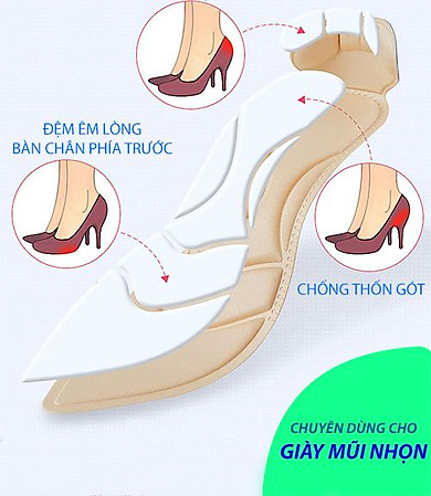 2 cặp lót giày cao gót mũi nhọn giảm size cho giày bị rộng, thoáng khí và êm chân- buybox – BBPK55