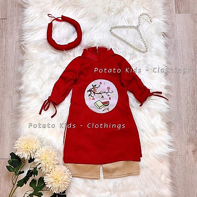 Áo dài lụa thiết kế, áo dài lụa cách tân Made by Potato Kids (tặng kèm mấn) – OEM >>> top1shop >>> tiki.vn