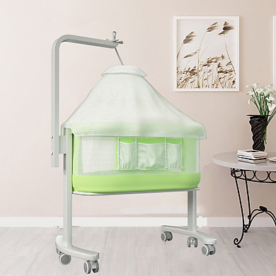 Nôi, cũi kề giường đa năng, giường cũi gấp gọn cho bé có bánh xe, đung đưa Bản nâng cấp 2020
