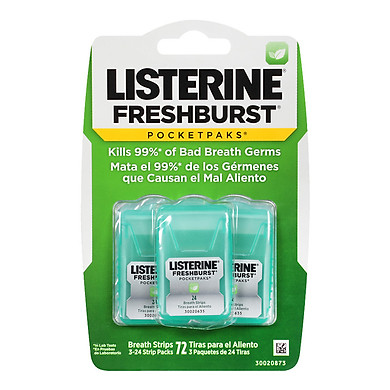 Miếng Ngậm Thơm Miệng Listerine Freshburst Pocketpaks Breath Strips 24 Strip Pack (3 Pack)