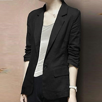 Áo vest Blazer Linen nữ dáng lửng tay chun LAHstore, thời trang phong cách trẻ