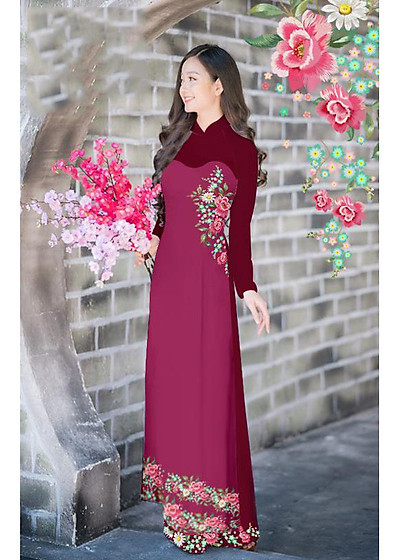 Mua Vải Áo Dài Truyền Thống Hoa Hồng Màu Đỏ Mận Dn_St624M42 | Tiki