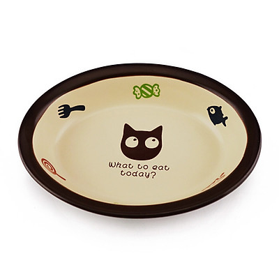 Mua Tada cats rice yellow oval cartoon ceramic cat bowl plus Fibu Pu blue  cat kitten supplies | Tiki