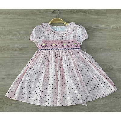 Mua Đầm bé gái Ninh Khương  Đầm smock trắng cổ tròn tay phồng  Tiki