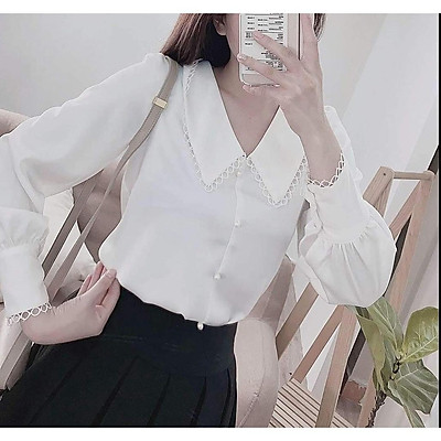 Mua Áo Sơ Mi Nữ Công Sở Thời Trang Suri Tiểu Thư Viền Ren Bèo Cổ Kiểu Hàn  Quốc Màu Trắng Trẻ Trung. - Trắng,M Tại Suri Shop 12 | Tiki