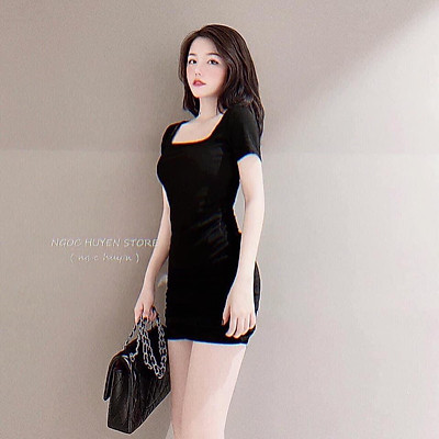 ĐẦM BODY CỔ VUÔNG VAI BỒNG THỜI THƯỢNG DK20235
