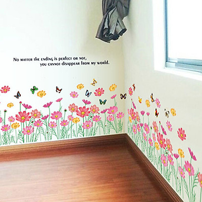 Mua Decal dán tường trang trí phòng khách-Chân tường hoa bướm sắc ...