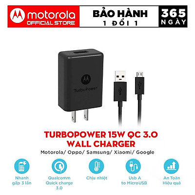 Motorola TurboPower 15+ Wall Charger + Micro-USB Data Cable