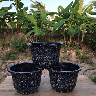 Mua Chậu Nhựa Tròn APT 36 đen giả đá hoa cương | Tiki