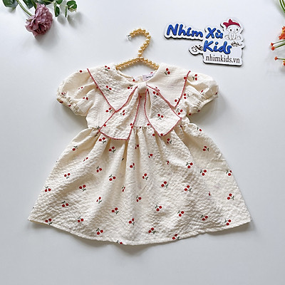 Váy đũi xốp Nhật cổ nơ