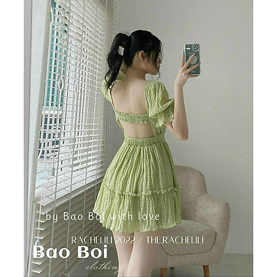 Đầm Babydoll Tay Phồng Cột Nơ Lưng Vải Xốp Nổi , Váy Nữ Thời Trang Ullzang  nữ tính Hàn Quốc ( hình thật) | Shopee Việt Nam
