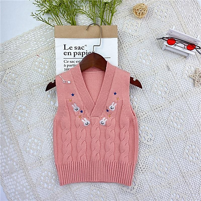 Mua Áo Len Gile Cho Bé Cổ Tim Thêu Thỏ, Gile Len Bé Gái 1-6 Tuổi Phong Cách  Cách Hàn Quốc Đanh Sợi Không Bai Xù | Tiki