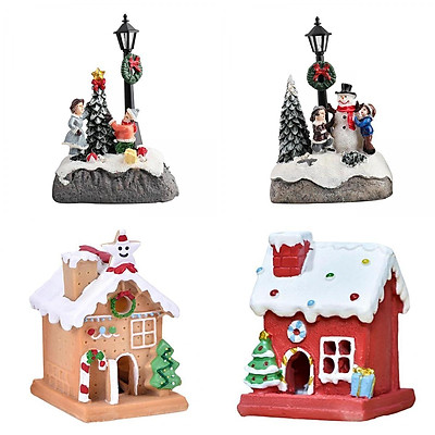 Mua 4x christmas scene village houses tabletop decoration light up ...