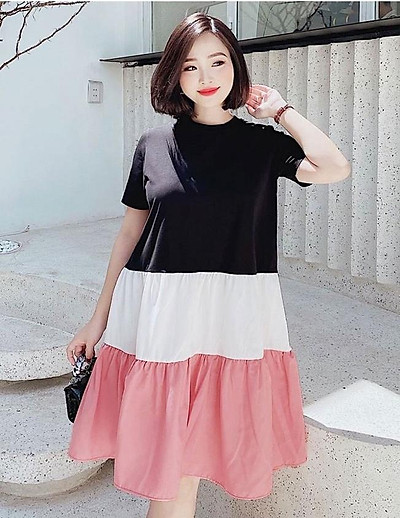 Đầm xòe cổ tim 3 tầng dễ thương  Đầm xòe đẹp