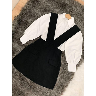 Set áo trắng và áo yếm đen 2 dây  Set đồ đẹp  Jumpsuit