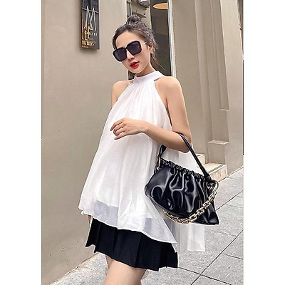 Đầm Nữ 2 Dây Bản To Buộc Nơ 3 Tầng  Váy Nữ Babydoll Trơn Dáng Dài 2 Màu    FuniMart