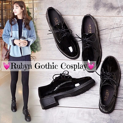 Giày Búp Bê Lolita Đế Cao Cosplay học sinh Nhật Bản  BÓNG VÀ NHÁM 
