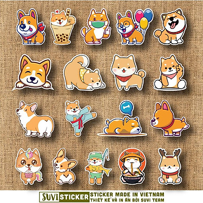 Mua Sticker cute hình chó Corgi chống nước - Hình dán chất lượng ...