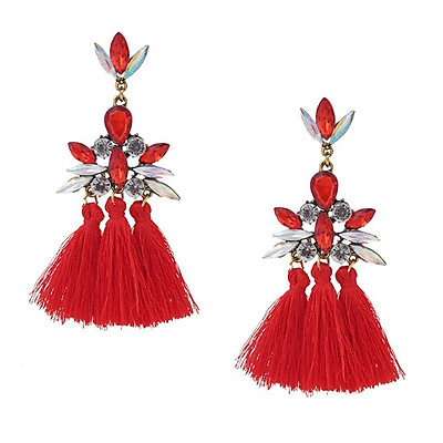 Mua Fashion Personality Exaggerated Bohemia Long Tassels Earrings - Red tại  Magideal2 | Tiki