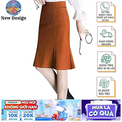 Chân váy dài xẻ tà trơ chữ a công sở midi qua gối cạp lưng cao màu đen  CVD00005