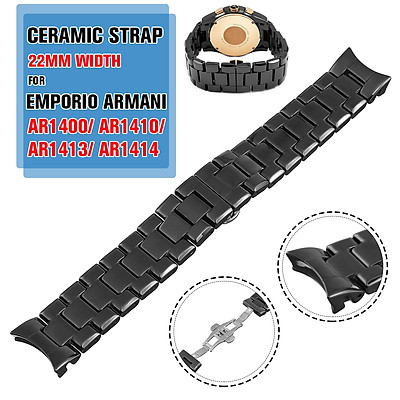 Mua For EMPORIO ARMANI AR1400 Ceramic Black Full Strap/Band/Bracelet Watch  22mm Mens | Tiki