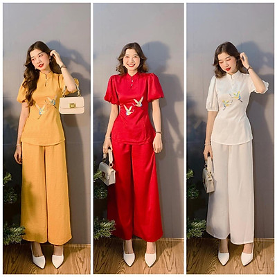 Mua Bộ Đồ Lam Đi Lễ Chùa, Áo Dài Cách Tân Cao Cấp Thêu Tay | Tiki