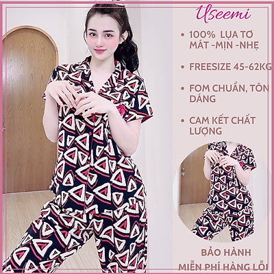 Mua Bộ Quần Áo Ngủ Nữ Mặc Mùa Hè - Đồ Bộ Lụa/Satin Lửng Mặc Ở Nhà Nữ, Nhiều  Màu Dễ Thương - Mnm032009 - Freesize Từ 45-62Kg Tại Useemi Vietnam | Tiki