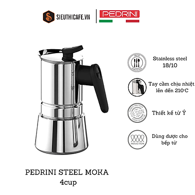 Pedrini Induction Stainless Steel Coffee Maker 6 Cup