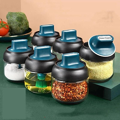 Glass Spice Box Spoon Lid Integrated Spice Jar Combination