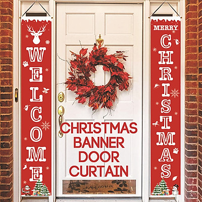 Mua 30x180cm Christmas Banner Door Curtain Hanging Xmas Couplet ...