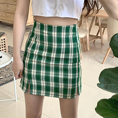 Chân Váy Caro Xanh Lá Xếp Li  XIPI
