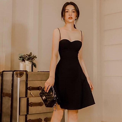 Váy xòe đen phối nơ trắng  3893