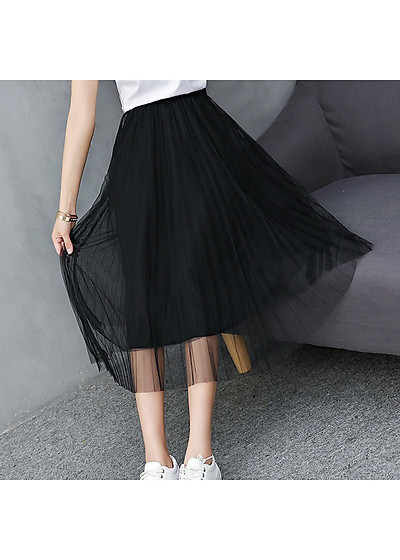 Chân Váy Voan Dài Dập Ly Thời Trang Công Sở