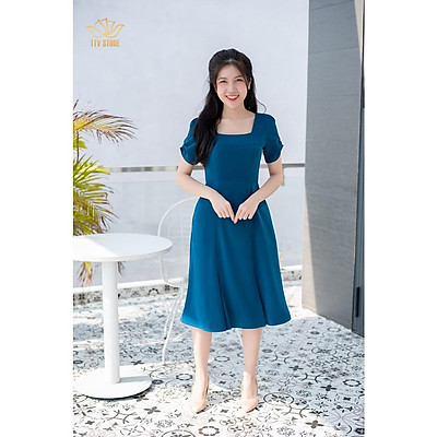Áo dài dự tiệc xanh cổ vịt đắp hoa vải  THANH NHÃ BOUTIQUE