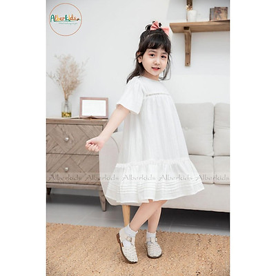 Áo dài tết cách tân màu đỏ cho bé gái bé trai Econice G3 Size váy trẻ em  3 4 5 6 7 8 9 10 11 12 tuổi