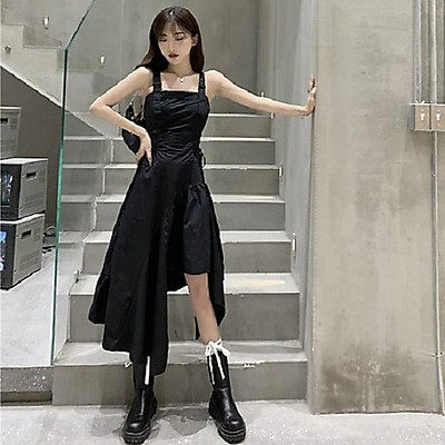 Đầm Ôm Body 2 Dây Cổ Đỗ Xẻ Tà Sau