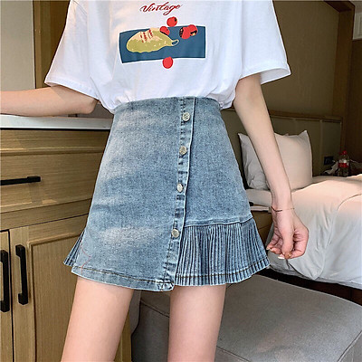 Mua Chân váy Jean xòe xếp ly  hàng đẹp siêu co dãn cho Nữ  Tiki