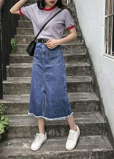 Chân váy Jean chữ A  Danangsale