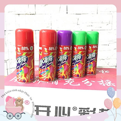 Bình xịt dây nhiều màu phụ kiện không thể thiếu tại các buổi tiệc Quan  trọng là rất an toàn  Dung tích 288ml Có các màu đỏ hồng xanh lá vàng